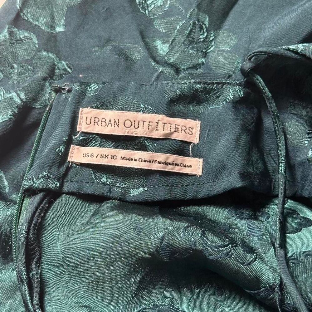 Urban Outfitters Emerald Green “Lily” Floral Jacquard Lace-Up Jumpsuit - Picture 8 of 8